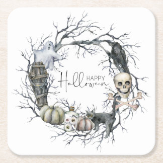 Posavasos Cuadrado De Papel Feliz Halloween