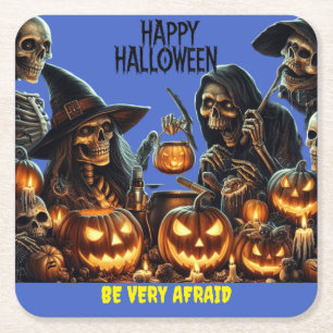 Posavasos Cuadrado De Papel Feliz Halloween
