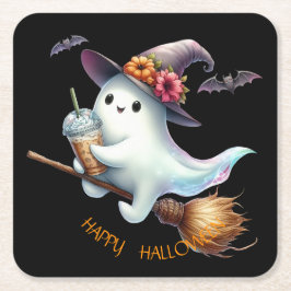 Posavasos Cuadrado De Papel Feliz Halloween