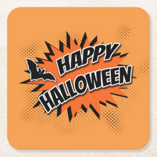 Posavasos Cuadrado De Papel Feliz Halloween