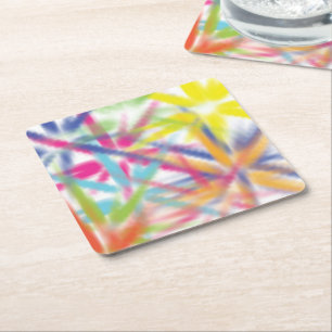 Posavasos Cuadrado De Papel Feliz Holi, festival de colores, fiesta holi hai
