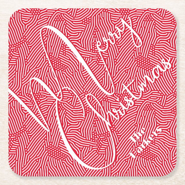 Posavasos Cuadrado De Papel Feliz Navidad (Anverso)