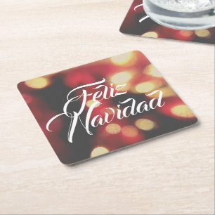 Posavasos Cuadrado De Papel Feliz Navidad
