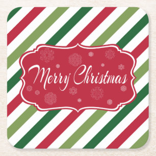 Posavasos Cuadrado De Papel Feliz Navidad