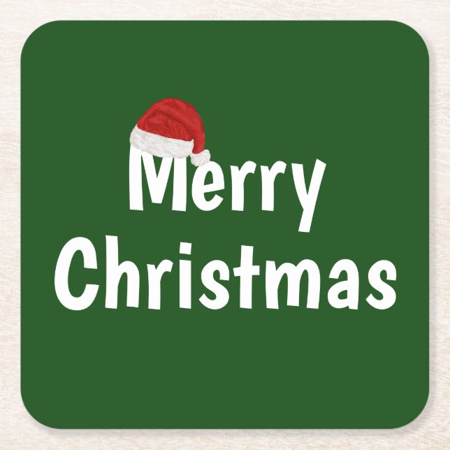 Posavasos Cuadrado De Papel Feliz Navidad (Anverso)