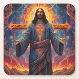 Posavasos Cuadrado De Papel Feliz Navidad