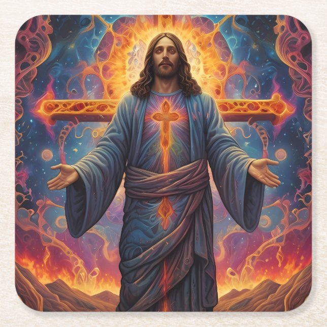 Posavasos Cuadrado De Papel Feliz Navidad (Anverso)