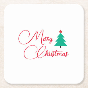 Posavasos Cuadrado De Papel Feliz Navidad