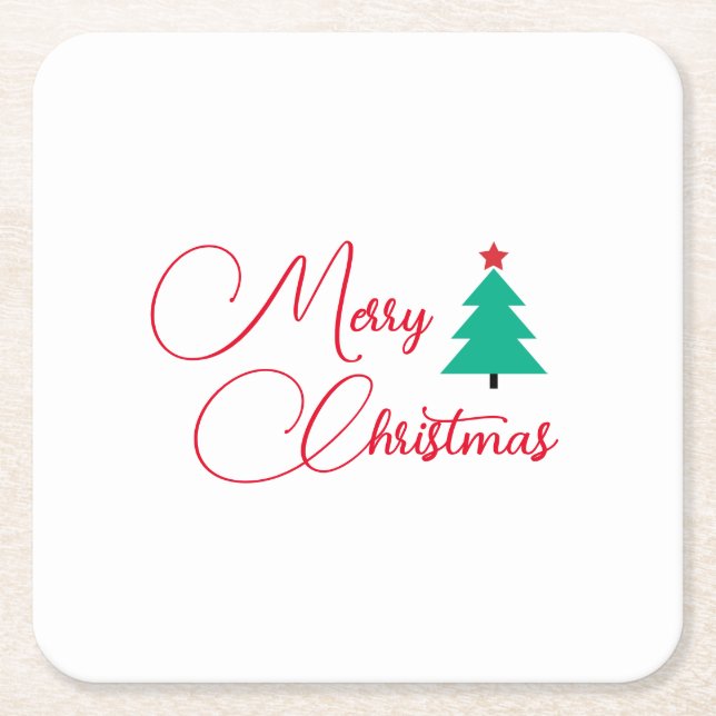 Posavasos Cuadrado De Papel Feliz Navidad (Anverso)
