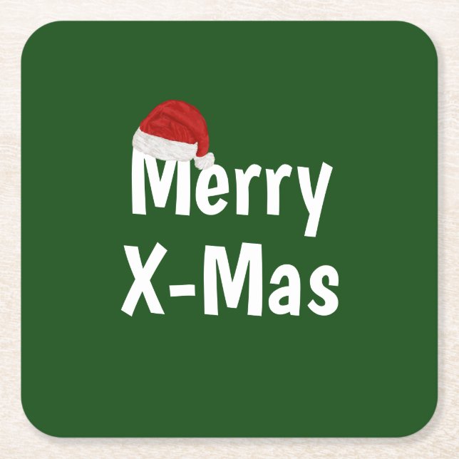 Posavasos Cuadrado De Papel Feliz Navidad (Anverso)