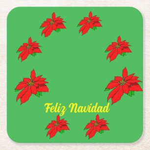 Posavasos Cuadrado De Papel Feliz Navidad Cojín de Papel de Navidad