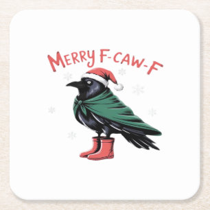 Posavasos Cuadrado De Papel Feliz Navidad F Caw F Estilo Clásico Vintage