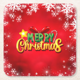 Posavasos Cuadrado De Papel Feliz Navidad Feliz Navidad Navidad Diversión Verd