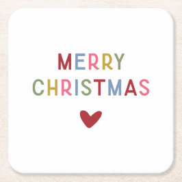 Posavasos Cuadrado De Papel Feliz Navidad, moderna tipografía Minimalista