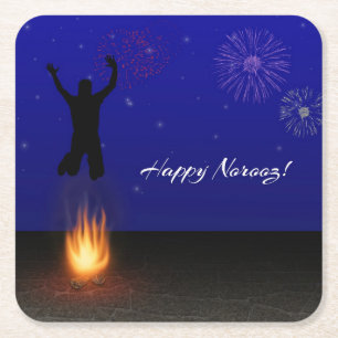 Posavasos Cuadrado De Papel Feliz Noruz Chahar-Shanbeh-Suri