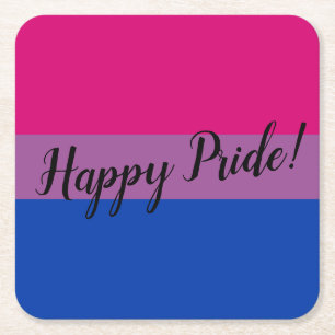 Posavasos Cuadrado De Papel Feliz Orgullo de Bandera Bisexual