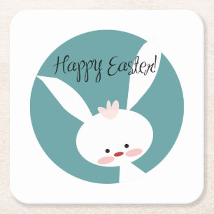 Posavasos Cuadrado De Papel Feliz Pascua