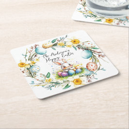 Posavasos Cuadrado De Papel Feliz Pascua banal y florida Pascua