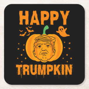 Posavasos Cuadrado De Papel Feliz Trumpkin Vuelve Genial Halloween De Nuevo