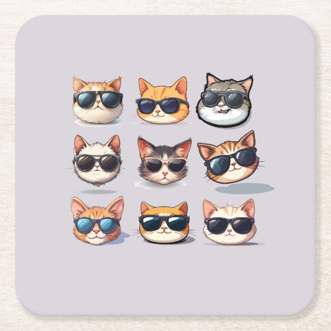 Posavasos Cuadrado De Papel Fenzy felino - Papel temático para gato (Anverso)
