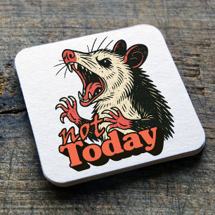 Posavasos Cuadrado De Papel Feral Angry Possum No Tipografía Actual