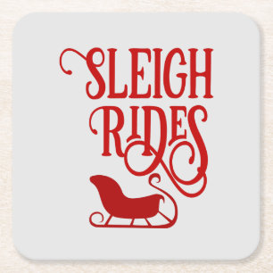 Posavasos Cuadrado De Papel Feriado de Red Sleigh Rides