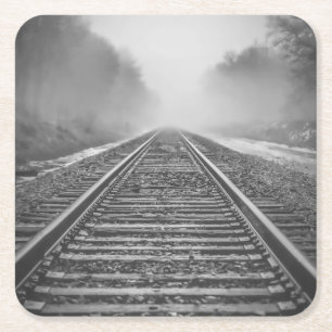 Posavasos Cuadrado De Papel Ferrocarril blanco y negro Nº 3