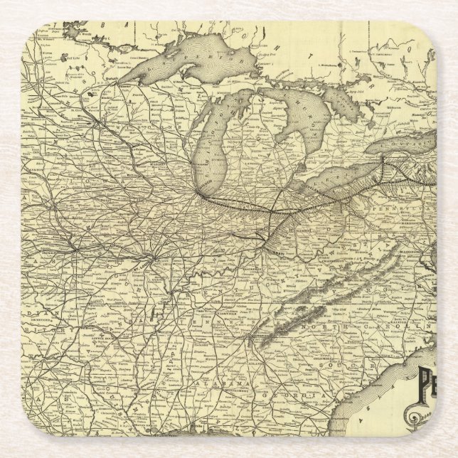 Posavasos Cuadrado De Papel Ferrocarril de Nueva York, de Pennsylvania y de (Anverso)