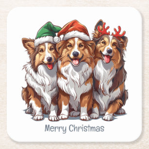Posavasos Cuadrado De Papel Ferry Christmas Shetland Sheepdogs