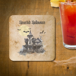 Posavasos Cuadrado De Papel Festejando a Scary Halloween