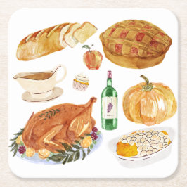 Posavasos Cuadrado De Papel Festín otoñal