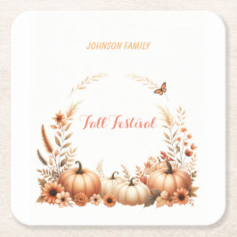 Posavasos Cuadrado De Papel Festival de otoño de ilustracion acuático