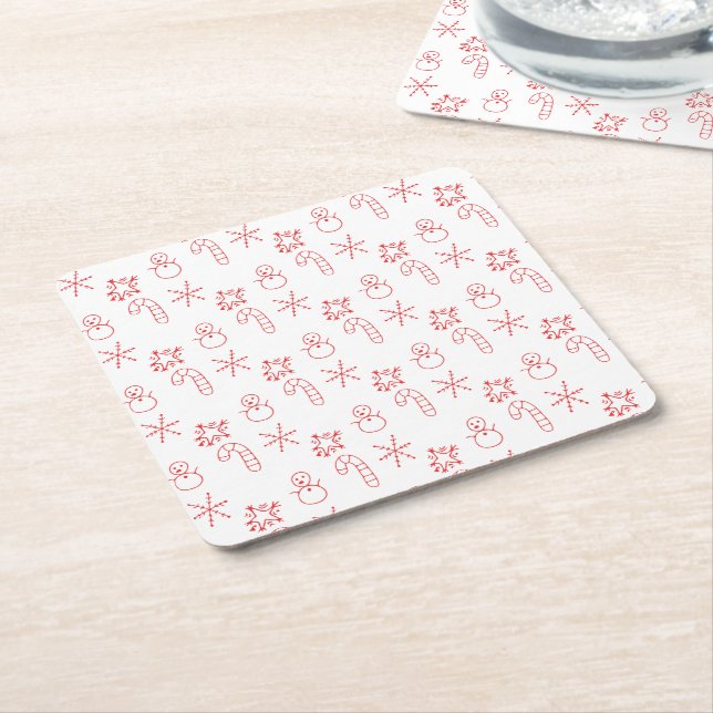 Posavasos Cuadrado De Papel Festive Merry Christmas Napkin (En perspectiva)
