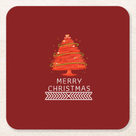 Posavasos Cuadrado De Papel Festive Merry Christmas Napkin