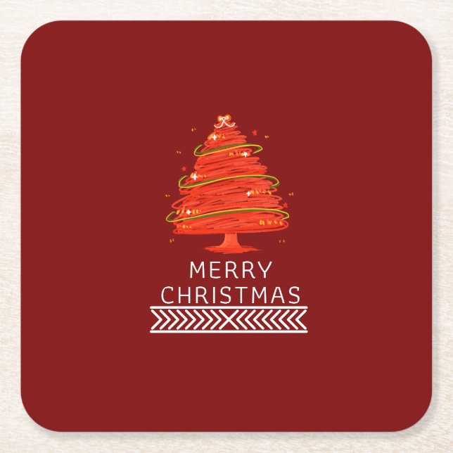 Posavasos Cuadrado De Papel Festive Merry Christmas Napkin (Anverso)