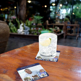 Posavasos Cuadrado De Papel Festividad de cumpleaños azul marino