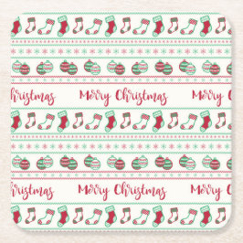 Posavasos Cuadrado De Papel Festividad del patrón de sudor de los Navidades fe