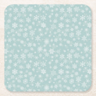 Posavasos Cuadrado De Papel Festividades de nieve Feliz Navidad