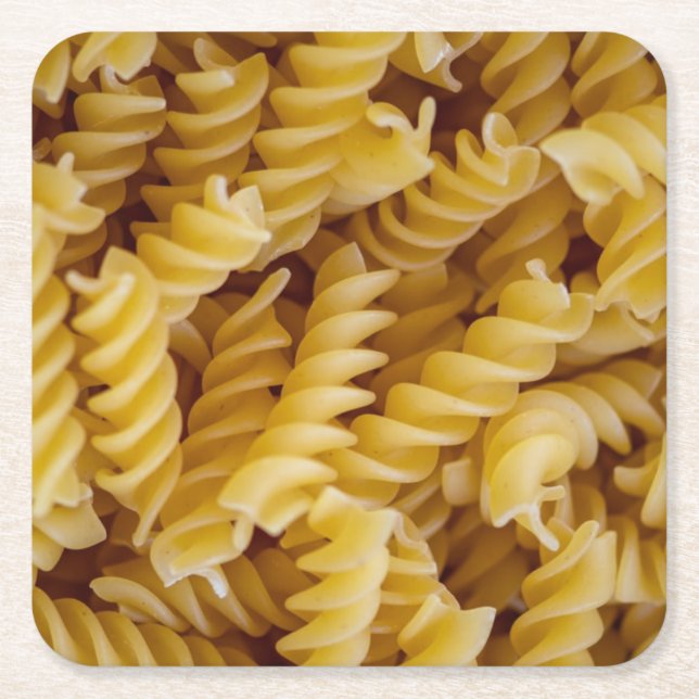 Posavasos Cuadrado De Papel Fideos de Pasta Fusilli (Anverso)