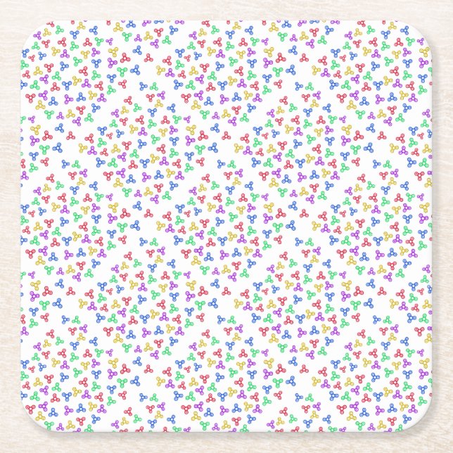 Posavasos Cuadrado De Papel Fidget Spinners (Anverso)