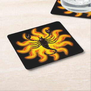 Posavasos Cuadrado De Papel Fiery Scorpio