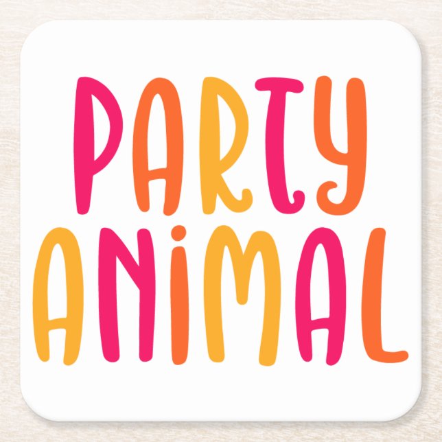 Posavasos Cuadrado De Papel Fiesta Animal. (Anverso)