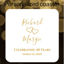 Posavasos Cuadrado De Papel Fiesta de 50 Aniversario Moderno Personalizado