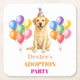 Posavasos Cuadrado De Papel Fiesta de Adopción Día de Gotcha Perro Labrador Ma