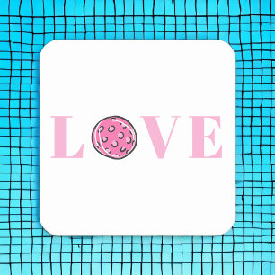 Posavasos Cuadrado De Papel Fiesta de amor rosado preppy Pink Pickleball