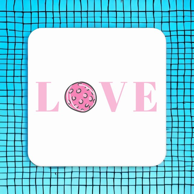 Posavasos Cuadrado De Papel Fiesta de amor rosado preppy Pink Pickleball (Subido por el creador)