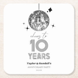 Posavasos Cuadrado De Papel Fiesta de aniversario de Boda de 10 años de vida