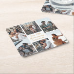 Posavasos Cuadrado De Papel Fiesta de aniversario de Collage de fotos Personal<br><div class="desc">Moda personalizable foto collage aniversario fiestas de fotos para tu esposo,  esposa,  novia o novio en tu celebración del amor. Añade 6 de tu relación favorita,  compromiso o fotos de bodas y ordena como decoración romántica para tu pareja. Un bonito diseño personalizado lleno de recuerdos.</div>