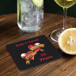 Posavasos Cuadrado De Papel Fiesta de Aniversario de Mamá y Papá