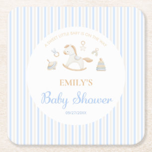 Posavasos Cuadrado De Papel Fiesta de Baby Shower de Caballo de Madera Grandmi